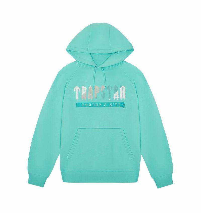 Turquoise Trapstar Chenille Decoded 2.0 Hoodie Men\'s Tracksuits | MEHVAJ-089