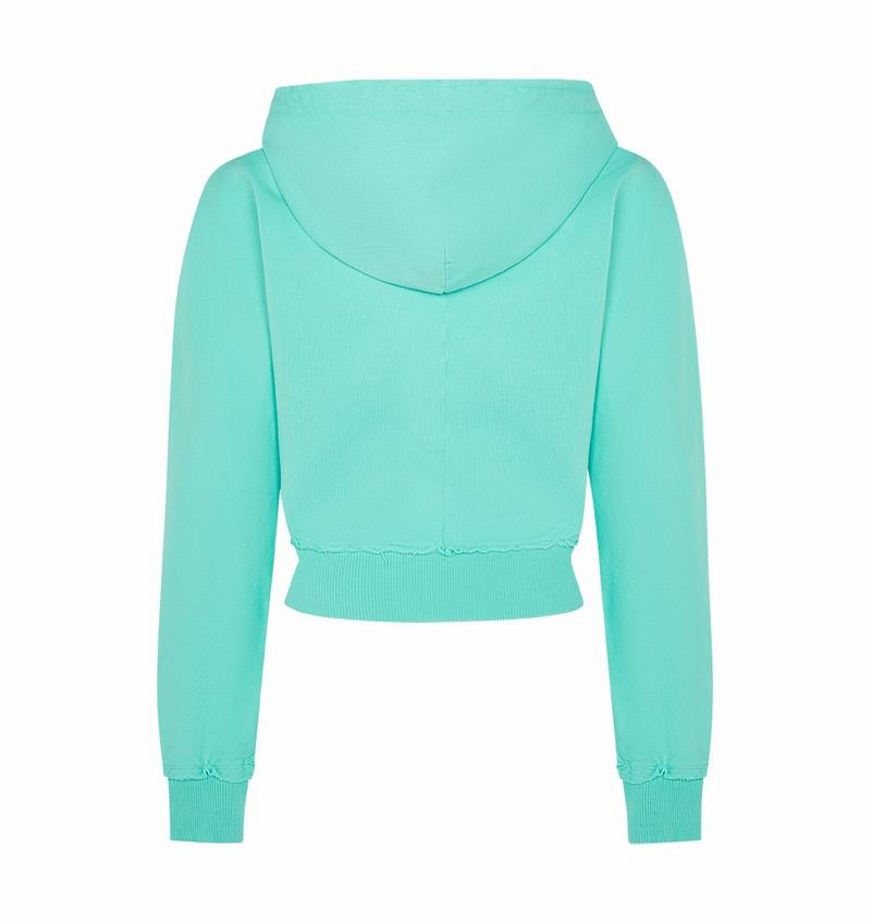 Turquoise Trapstar Irongate Cropped Batwing Zip Hoodie Women's Tracksuits | VNZEAQ-751