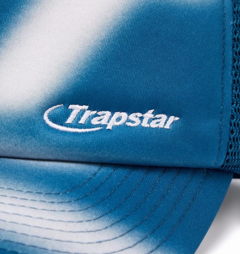 Turquoise / White Trapstar Hyperdrive Blur Trucker Men's Caps | HWJIQS-839