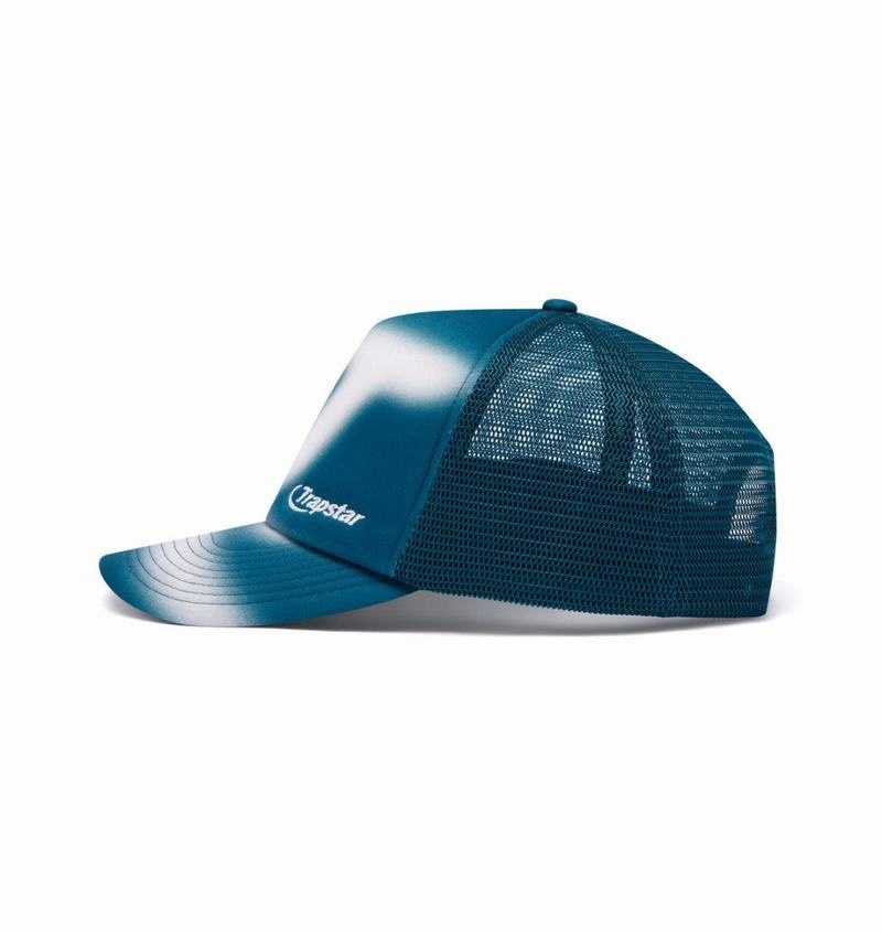 Turquoise / White Trapstar Hyperdrive Blur Trucker Men's Caps | HWJIQS-839