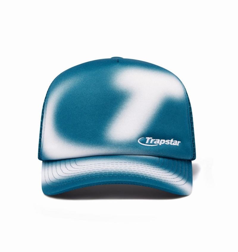 Turquoise / White Trapstar Hyperdrive Blur Trucker Men\'s Caps | HWJIQS-839