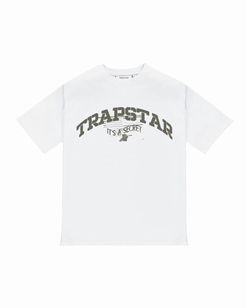 White Trapstar Battalion Men\'s T Shirts | DTJYKS-243