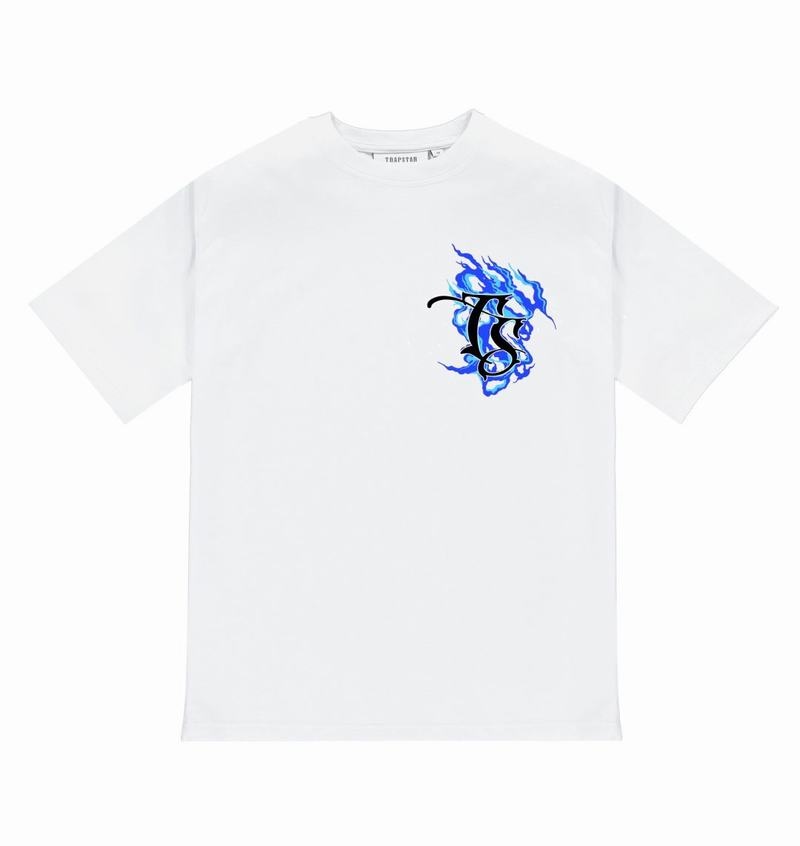 White Trapstar Chrome Flame SS23 Tee Men's T Shirts | NCQYEB-821