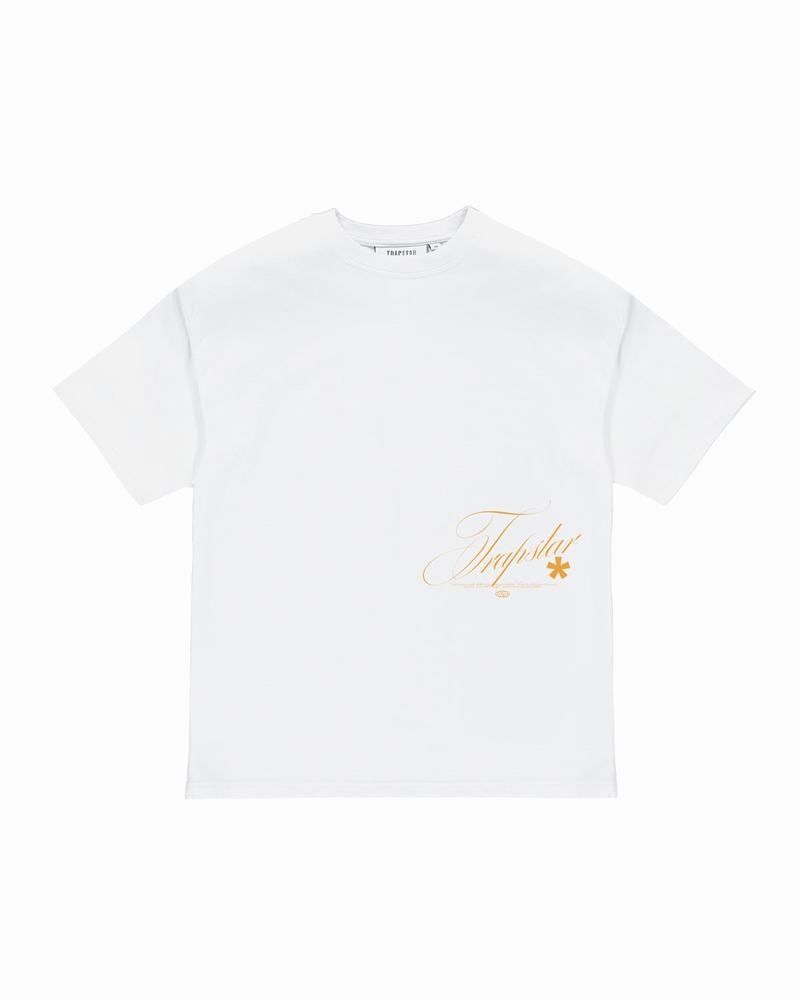 White Trapstar Flying Birds Tee Men's T Shirts | EYWKOJ-987