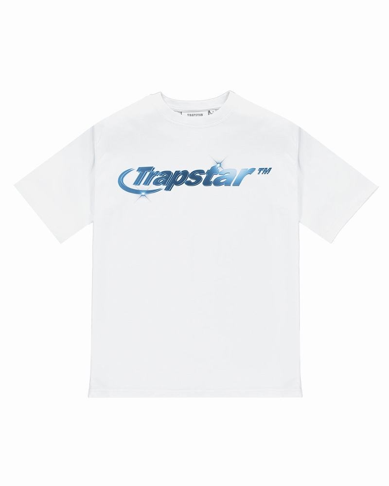 White Trapstar Hyperdrive High Density Tee Men's T Shirts | JYOQIL-712