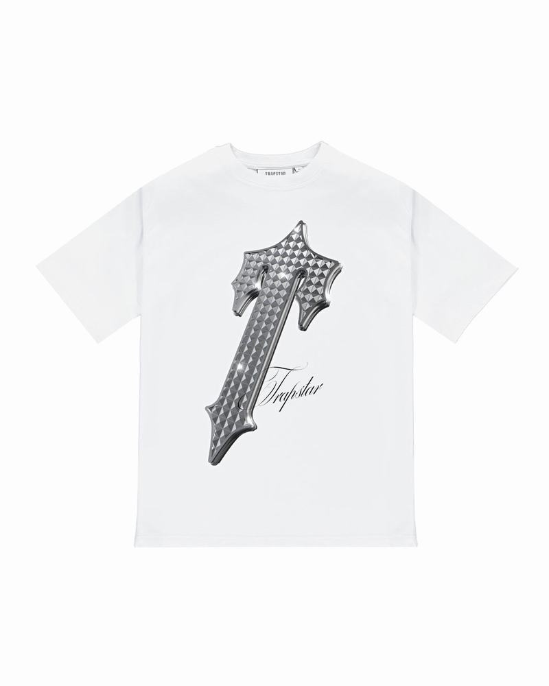 White Trapstar Platinum Irongate T Tee Men\'s T Shirts | FRGDYV-109