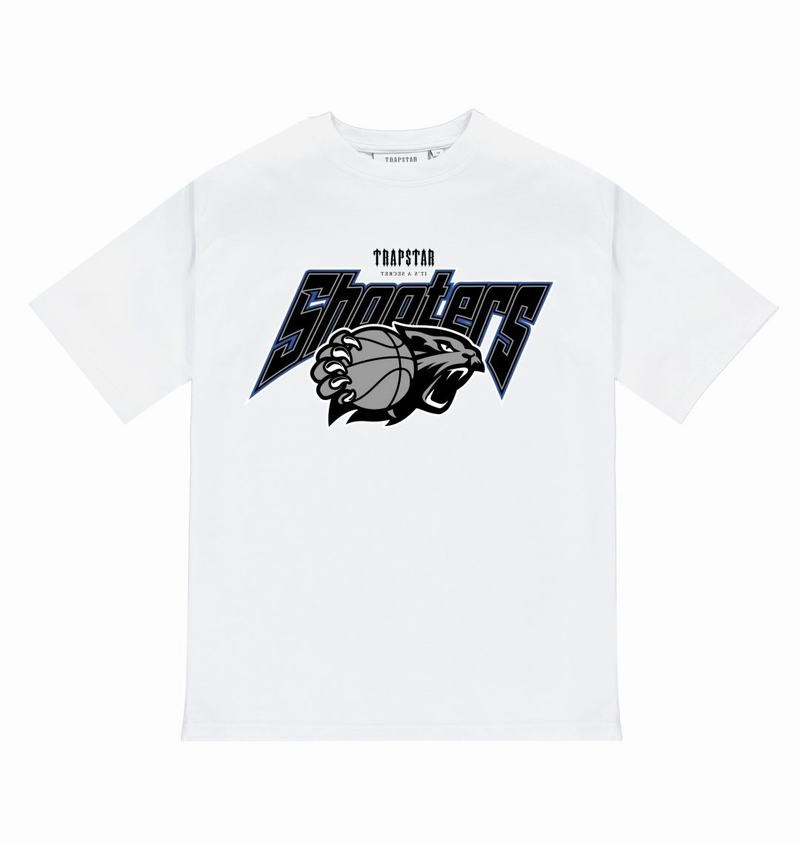 White Trapstar Shooters Playoff Tee Men\'s T Shirts | GFIPCK-978