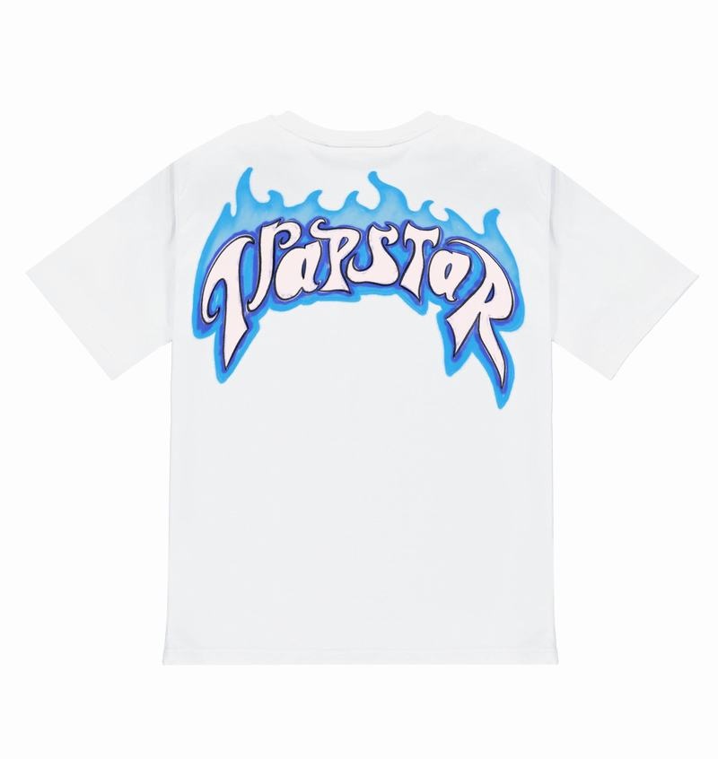 White Trapstar Trail Blaze Tee Men\'s T Shirts | EOVHLC-697