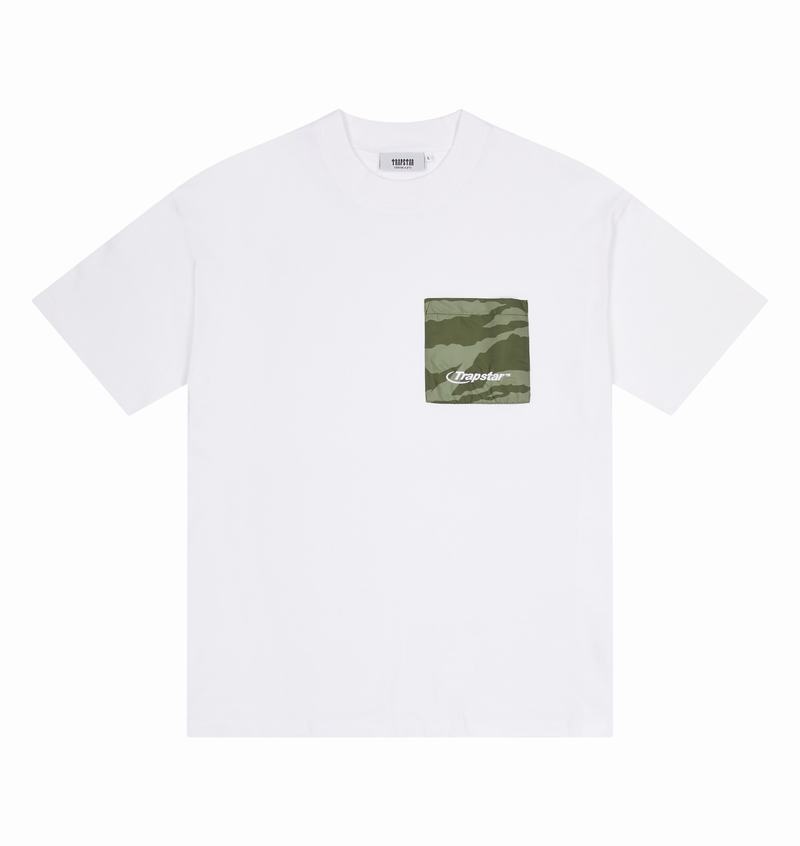 White / Camo Trapstar Hyperdrive Pocket Tee Men\'s T Shirts | JPAQSO-173